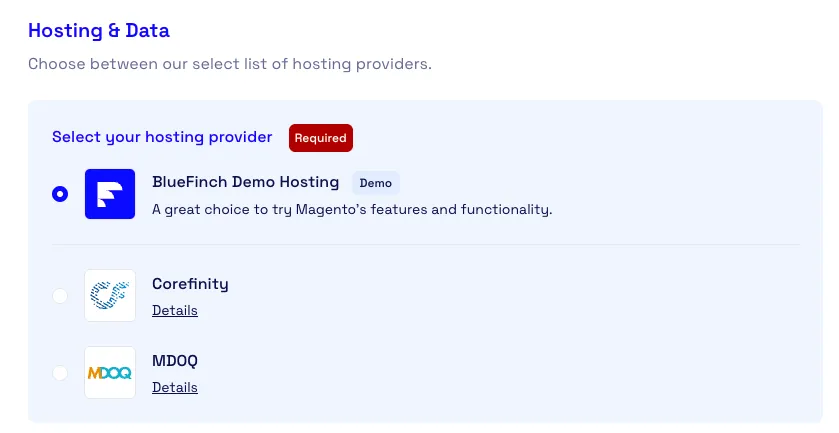 Hosting data